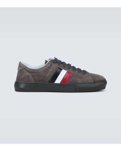 Moncler New Monaco Suede And Leather Trainers - Brown