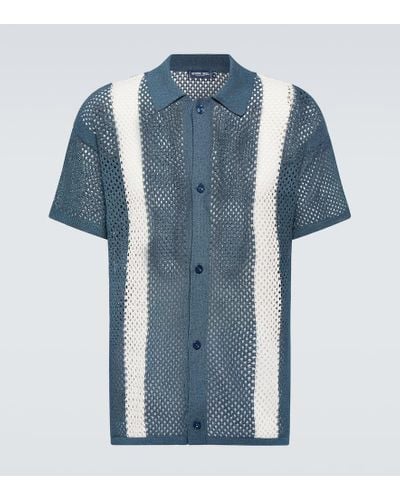 Frescobol Carioca Castillo Cotton-blend Crochet Bowling Shirt - Blue