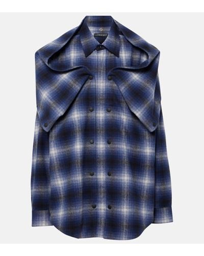 Y. Project Detachable Cotton Flannel Overshirt - Blue
