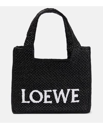 Loewe Mini Raffia Basket Bag - Black