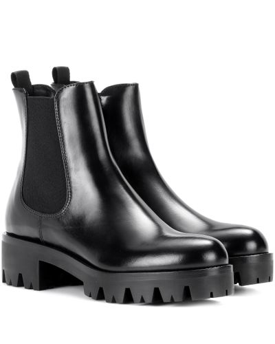 Prada Leather Chelsea Boots - Black