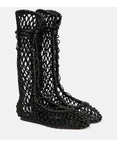 Loewe Woven Leather Boots - Black