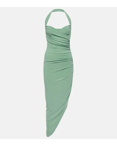 Norma Kamali Cayla Halterneck Asymmetric Midi Dress - Green