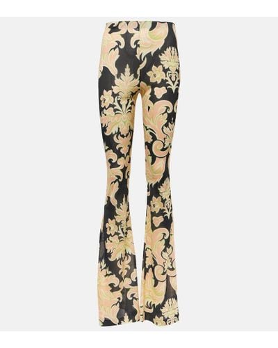 Etro Pantalones flared de tiro alto - Metálico