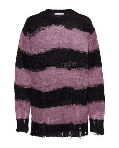 Acne Studios Striped Distressed Sweater - Purple