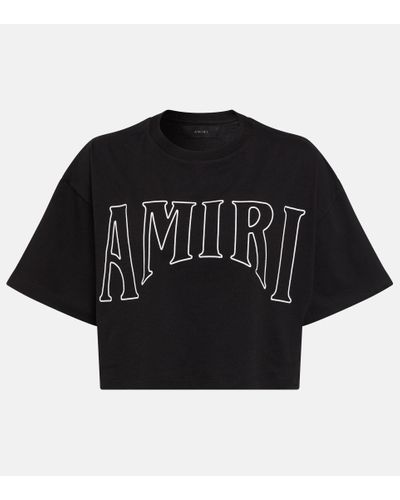 Amiri T-shirt cropped in jersey di cotone - Nero