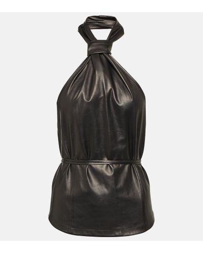 Ann Demeulemeester Top aus Leder - Schwarz