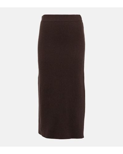 Jardin Des Orangers Wool And Cashmere Midi Skirt - Brown