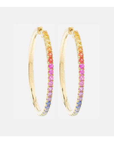 Robinson Pelham Giant Orb 14kt Gold Hoop Earrings With Sapphires - Pink