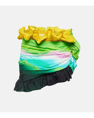 Area Ombre Ruffled Miniskirt - Green