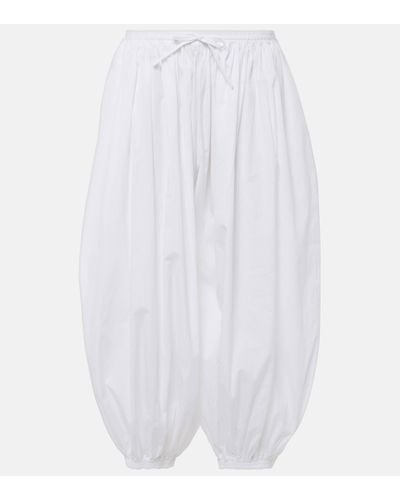 Alaïa Pleated Cotton Poplin Wide-leg Trousers - White