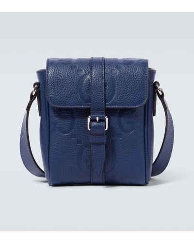 Gucci Messenger Bag Jumbo GG Small aus Leder - Blau