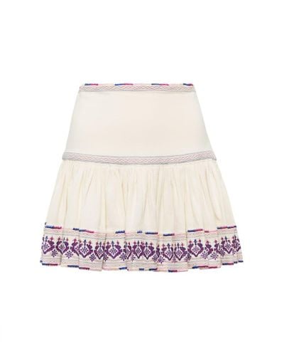 Isabel Marant Tyruss Embroidered Cotton Miniskirt - Natural