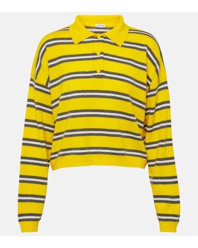 Loewe Stripe-pattern Long-sleeve Wool Sweater - Yellow