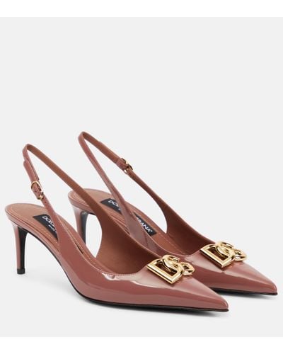 Dolce & Gabbana Dg Patent Leather Slingback Court Shoes - Pink