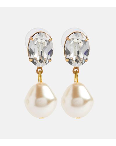 Jennifer Behr Aretes Tunis con cristales y perlas sinteticas - Metálico