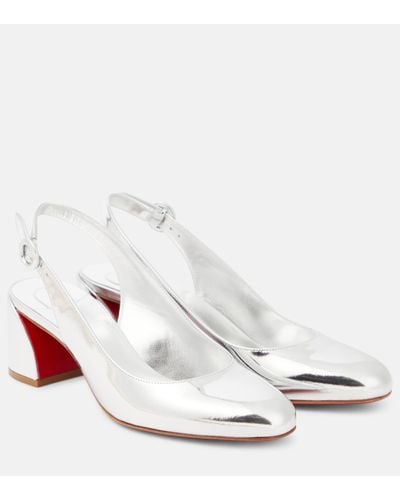 Christian Louboutin So Jane Sling Metallic Leather Slingback Court Shoes - White