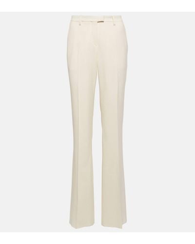 Etro Jacquard Wool Straight Trousers - White