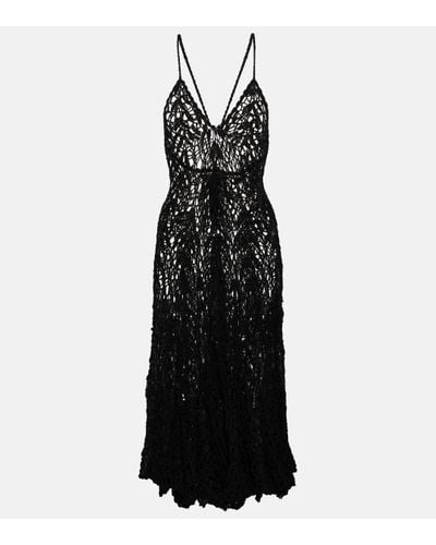 Anna Kosturova Open-knit Cotton Midi Dress - Black