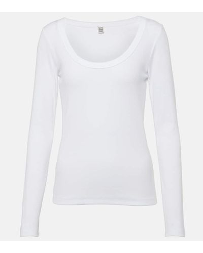 Totême Ribbed-knit Cotton Jersey Top - White