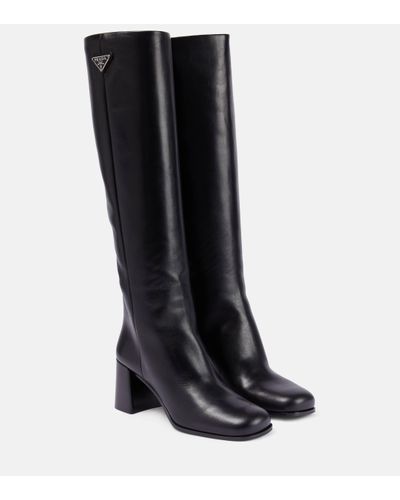 Prada Leather Knee-high Boots - Black