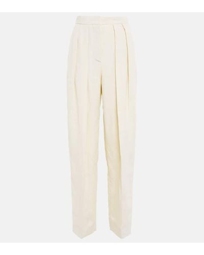 Stella McCartney High-rise Pleated Straight Pants - White
