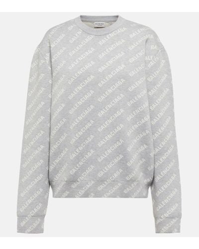 Balenciaga Mini Allover Logo Cotton-blend Sweater - Gray