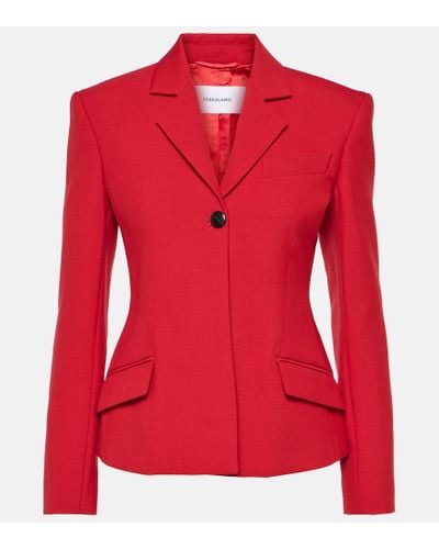 Ferragamo Blazer de lana natte - Rojo