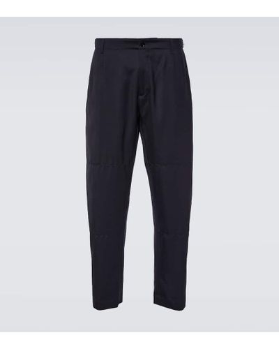 Burberry Wool Tapered Pants - Blue