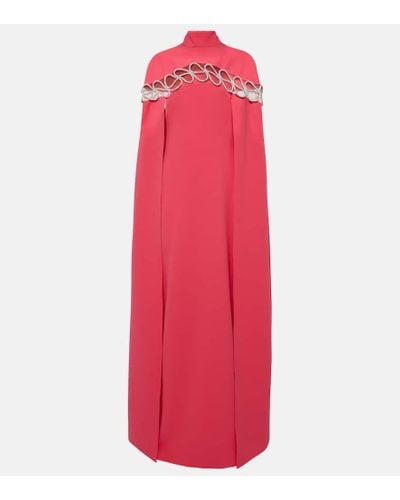 Safiyaa Vestido de fiesta de crepe con capa - Rojo