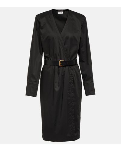 Saint Laurent Cotton And Linen Twill Minidress - Black
