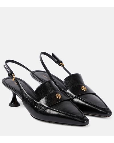 Tory Burch Leather Slingback Court Shoes - Black