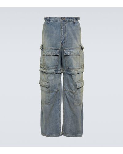 Balenciaga Jean cargo a taille mi-haute - Bleu