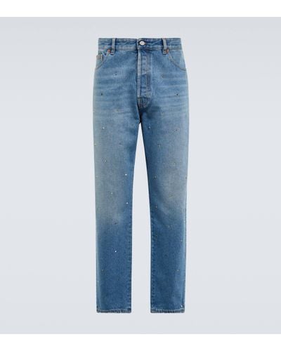 Valentino Rockstud Spike Straight Jeans - Blue