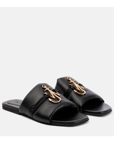 JW Anderson Anchor Leather Sandals - Black
