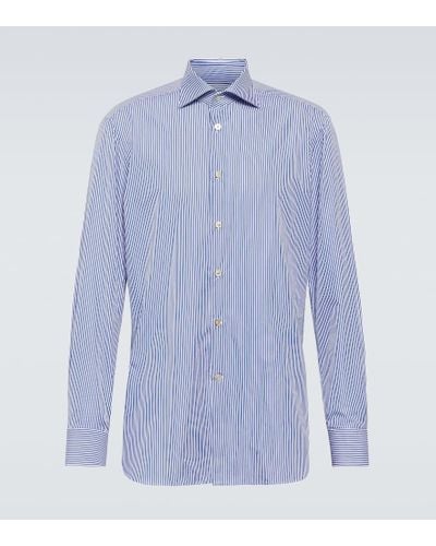Kiton Oxford-Hemd aus Baumwollpopeline - Blau