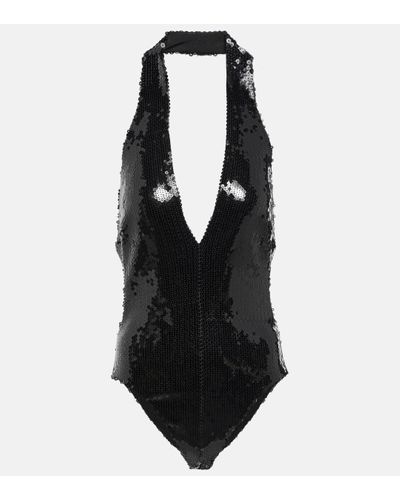 Alexandre Vauthier Sequined Halterneck Bodysuit - Black