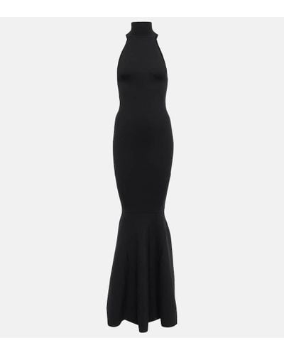 Nina Ricci Vestido largo en mezcla de lana - Negro