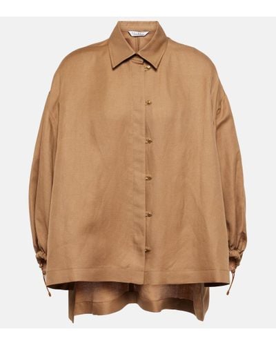 Max Mara Rodeo Oversized Linen And Silk Shirt - Brown