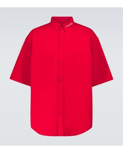 Balenciaga Oversize-Kurzarmhemd aus Baumwolle - Rot