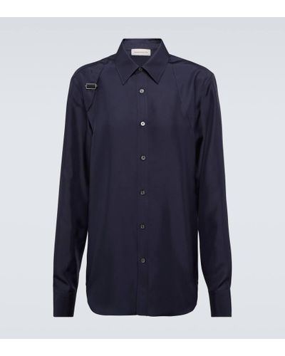 Alexander McQueen Camisa Harness de seda - Azul