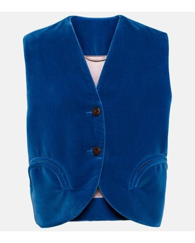 Blazé Milano Gliss Cotton Velvet Vest - Blue
