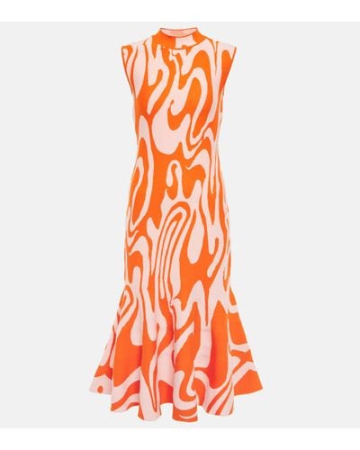 Sportmax Teglia Printed Midi Dress - Orange