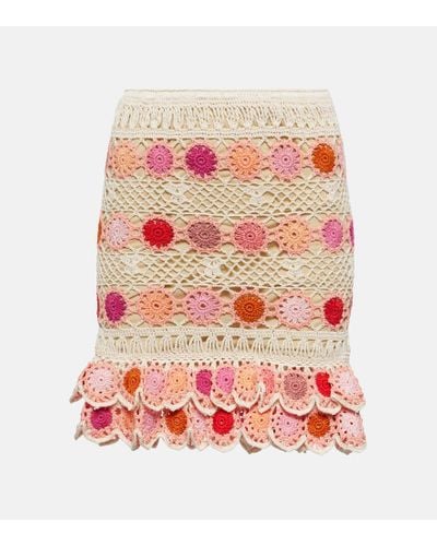 Anna Kosturova Minigonna Bouquet in crochet di cotone - Rosso