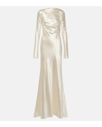 Danielle Frankel Bridal Simone Wool And Silk Satin Gown - Natural