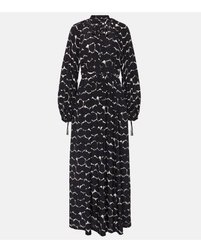Max Mara Vestido de seda crepé de china estampado - Negro