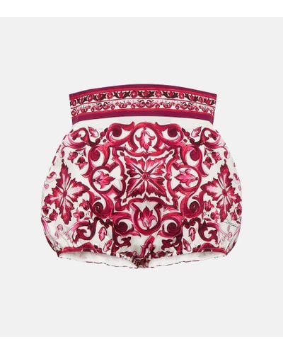 Dolce & Gabbana Majolica Cotton Shorts - Red