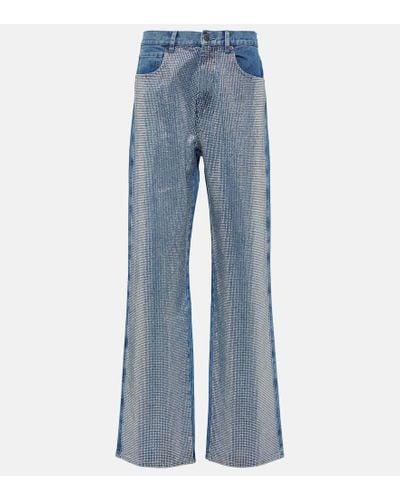 GIUSEPPE DI MORABITO Jeans anchos con tiro alto adornados - Azul