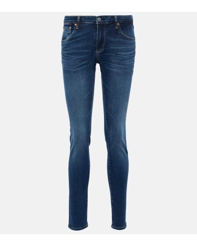 AG Jeans Low-Rise Skinny Jeans Legging - Blau