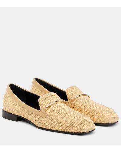Victoria Beckham Raffia And Leather Loafers - Natural